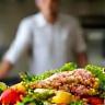 Nutritionist with healthy food